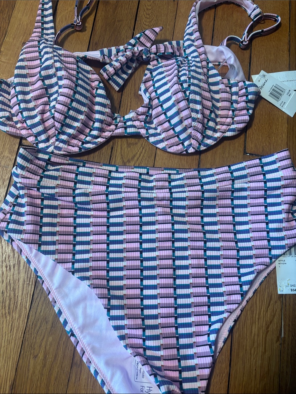 Raisens women’s Two-Piece Bikini in Pink, Blue & White